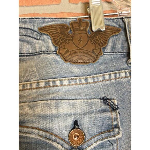 Freestyle Revolution Women's Baked Whisker Wash Boot Cut Jeans Blue Size 14 - Picture 5 of 10